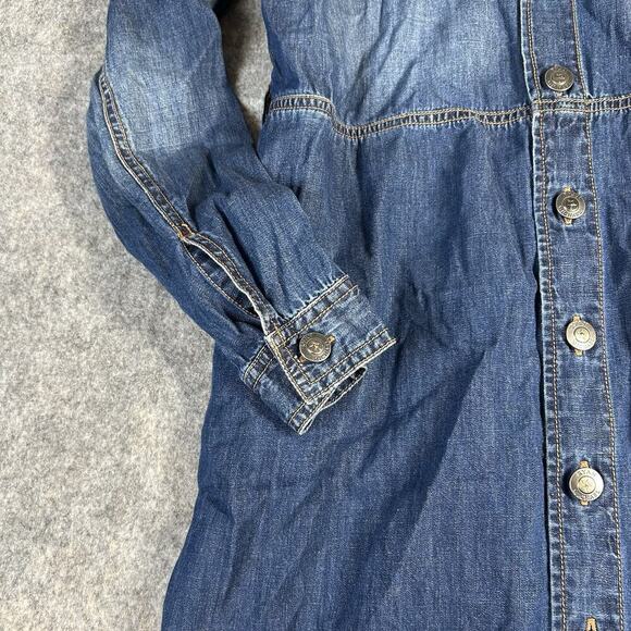 Ryan Michael Denim Dress Womens Small Cotton Silk Button Front Cowgirlcore - Picture 4 of 9
